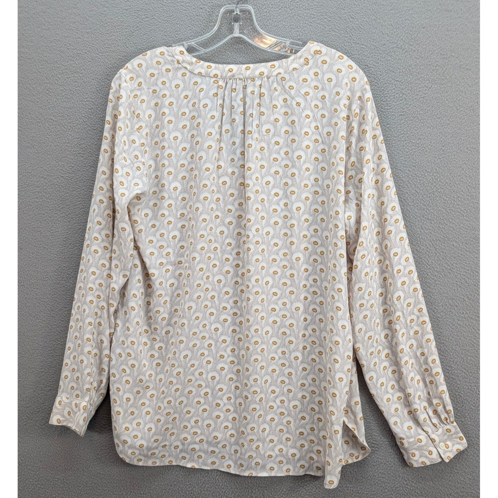 LOFT Women's Peacock Eyelet‎ Print V-Neck Long Sleeve Blouse Size M Cottage Boho - Picture 4 of 10